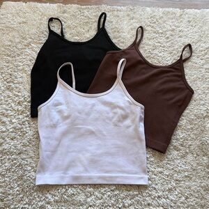 Brown and Cream Women's Tank Tops